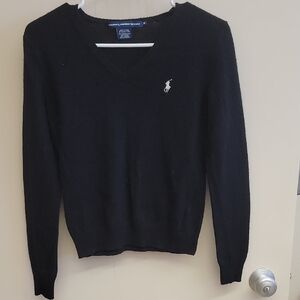 Ralph Lauren Women's Classic Black V-Neck Sweater